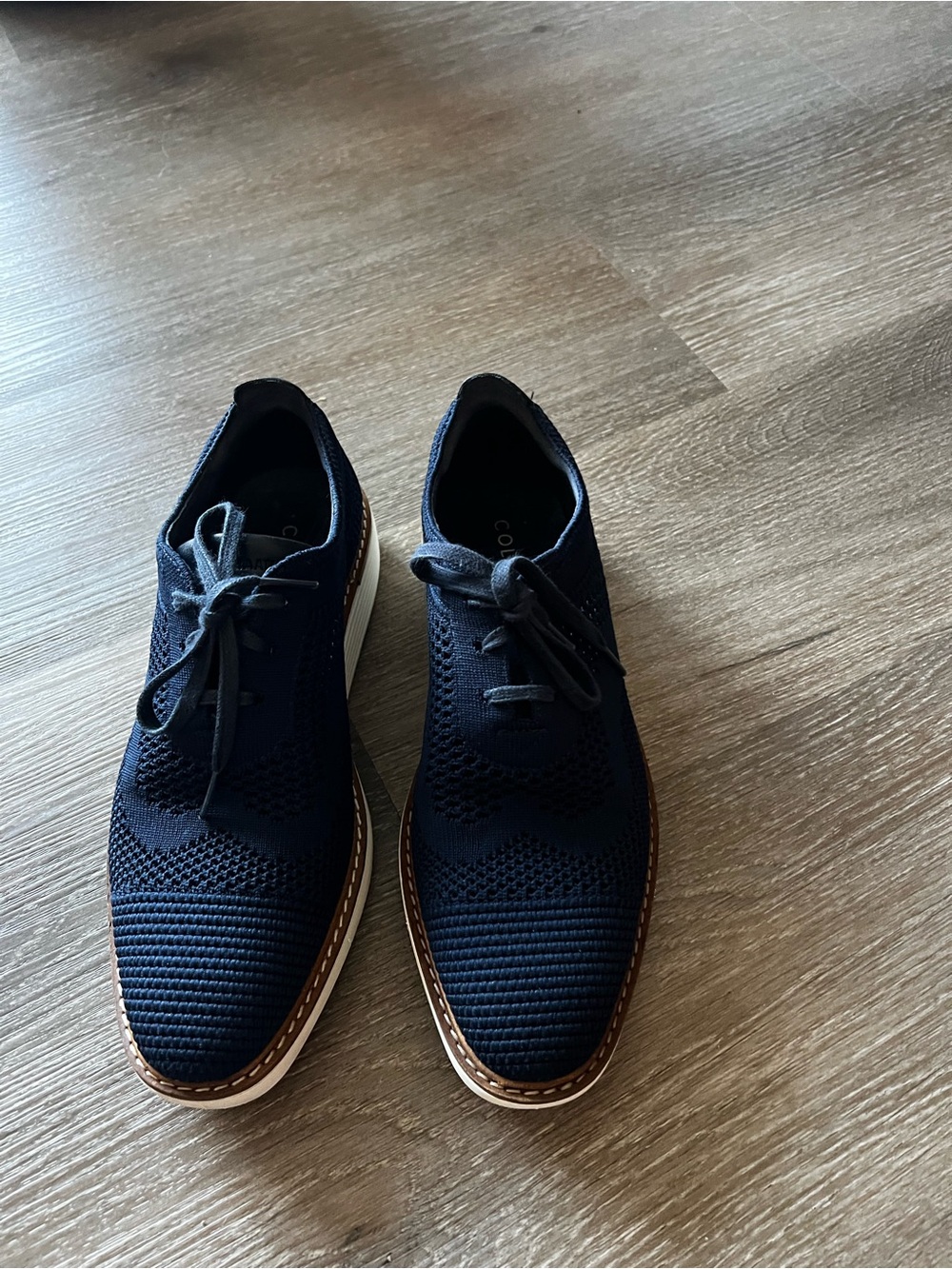Women’s Navy Knit Lace-Up Dress Sneakers